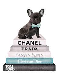 Bookstack Teal Frenchie Book Wall Art French Bulldog Bulldog