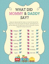 Baby Shower Game What Did Mommy And Daddy Say Train Shower Etsy In 2020 Baby Shower Funny Funny Baby Shower Games Baby Shower Fun