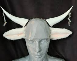 Cow Minotaur Bovine Ears and Horns Poseable Style 1 and 2 Cosplay Costume  Customizable