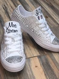 Pearl Encrusted Converse Bride Shoes Groom Shoes Wedding Etsy Converse Wedding Shoes Wedding Tennis Shoes Wedding Sneakers