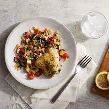 Mediterranean Chicken With Orzo Salad Recipe Mediterranean Diet Recipes Clean Eating Recipes Healthy