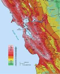 Map Of Bay Area With Areas Apt To Shake More Shown In Reds And Those Apt To Shake Less In Greens Earthquake Disaster Earthquake Area Map