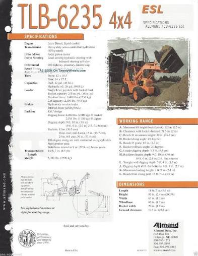 Allmand TLB 6235 Backhoe Loader