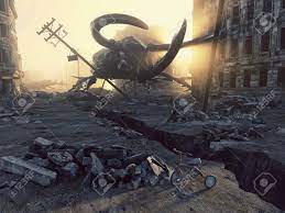 Ruined City By Giant Insects Apocalyptic Fantasy Concept 3d Rendering Banco De Imagens Royalty Free Ilustracoes Imagens E Banco De Imagens Image 64715655