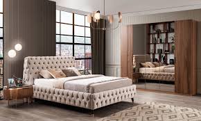 8 kapı gardolap (2 ad. Tesla Ceviz Art Deco Yatak Odasi Takimi Evmoda