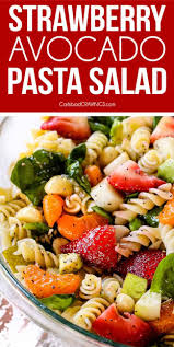 Pasta Strawberries Spinach Mandarin Oranges Avocados Macadamia Nuts In A Glass Bowl With Poppy Avocado Pasta Salad Balsamic Pasta Pasta Salad With Spinach