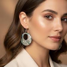 Vintage Style Round Blue Mother of Pearl Earrings,wedding Jewelry, Bridal  Earrings, Bridesmaid Gift, Shell Earrings