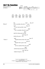 100s more tabs how to read tabs how to play single notes how to bend notes. Ain T No Sunshine Sheet Music Bill Withers Guitar Chords Lyrics Guitar Chords Aint No Sunshine Guitar Chords For Songs
