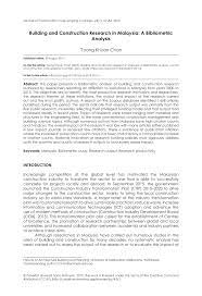 Case of malaysian construction projects. Pdf Building And Construction Research In Malaysia A Bibliometric Analysis