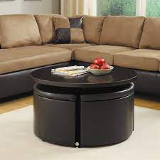 Avalon coffee table storage ottoman with 4 serving trays. Trent Home Rowley Adjustable Coffee Table With Ottomans In Dark Cherry Walmart Com Walmart Com