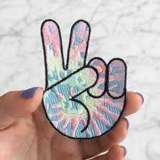 Black And White Peace Sign Hand Emoji Wildflower Co Peace Sign Tie Dye Embroidered Patch 6 00 Http Www Wildflower Co Peace Sign Tie Dye Embroidere Embroidered Patches Patches Hand Tie Dye