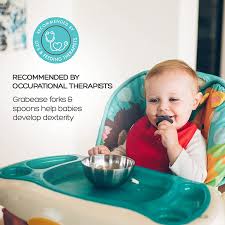 Buy Grabease Baby And Toddler Self Feeding Utensils Spoon And Fork Set For Baby Led Weaning Made Of Non Toxic Plastic Featuring Protective Barriers To Prevent Choking And Gagging Online In Canada