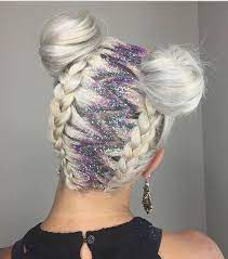 Braids And Afro Puffs Glitter Hair Hair Styles Festival Hair Hair Game