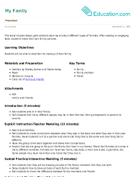 My Family Lesson Plan Education Com Lesson Writing Lesson Plans Social Studies Lesson