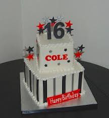 16th Birthday Cake For Teenager Boy Red Black And Silver 2 Tiered 16th Birthday Cake Sweet 16 Birthday Cake 16 Birthday Cake Boys 16th Birthday Cake