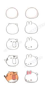 Cute animal drawings for beginners. Mao Yin Tiger Rabbit Yes But Also For Two Ju Matrix Grew From People Cute Easy Drawings Cute Drawings Drawings