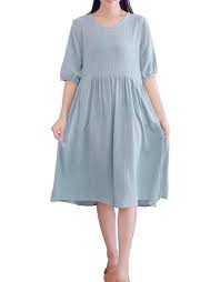 Lifeshow Women S Casual Loose Half Sleeves Summer Midi Tunic Linen Cotton Dresses Shop2online Best Woman S Fashion Products Designed To Provide Cotton Dresses Online Summer Dresses With Sleeves Cotton Dresses