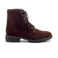 Bottes et bottines pour femme. Bottines Plates A Lacets Cuir Daim Marron Jules Jenn