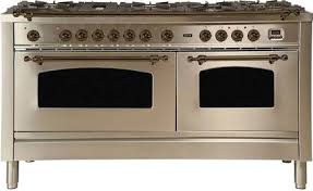 Create a cohesive look in your kitchen with the range's stainless steel construction, pro style handles, and choice of iconic red, black, or brushed stainless knobs. Ilve Upn150fdmpiylp 60 Nostalgie Series Freestanding Double Oven Dual Fuel Range With 8 Sealed Burners And Griddle In Stainless Steel Ilve Upn150fdmpiylp Dual Fuel Range Voss Tv