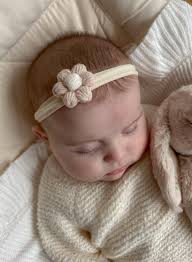Baby Headband Crochet, Newborn Headband Flower, Baby Girl Christening  Headband, Baby Flower Girl Headband, Soft and Stretchy Baby Bows