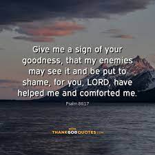 Give Me A Sign Of Your Goodness That My Enemies May See It And Be Put