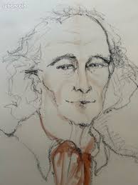 Dessin-aquarelle Marcel Charles Gaichet Léo Ferré