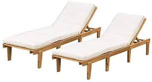 Amazon Com Outdoor Pool Deck Furniture Teak Chaise Lounge Chairs With Cushions Set Of 2 Garden O Pool Deck Furniture Deck Furniture Teak Chaise Lounge