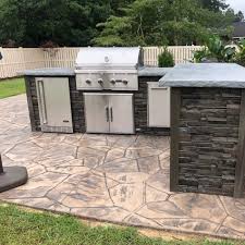 8' grill island stacked stone stone
