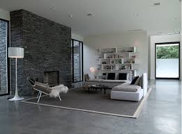 Modern Living Room With Concrete Floor And Minimal Fireplace In A Loft Designed By Ba Living Room Designs Concrete Floors Living Room Living Room Flooring