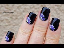 Available in gel cream purple. Black Nails With Purple Dry Marble Flowers Youtube