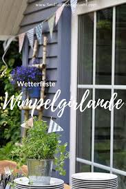 Wetterfeste Girlande Aus Wachstuch Nahen Diy Fur Das Bullerbu Feeling Im Sommergarten Wimpelgirlande Girlanden Sommergarten