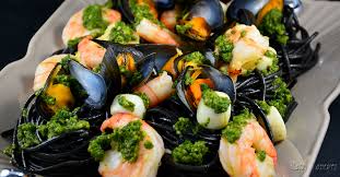 Squid Ink Pasta And Seafood Recipe Squid Ink Pasta Savoury Food Seafood Recipes