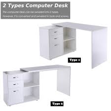 Simple living black wood corner computer desk with drawer. Homcom Computer Desk Table Workstation Home Office L Shape Drawer Shelf File Cabinet White Home Kitchen Desks Workstations