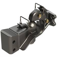 These eyes bolt on to the hitch portion of the trailer and when set on a pintle hook hitch, the pintle drops down and locks closed to prevent the lunette eye from coming unhitched. Wallace Forge Company Dual Purpose Hitches