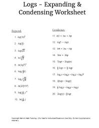 Worksheet by kuta software llc. Logs Expanding Condensing Worksheet By Mario S Math Tutoring