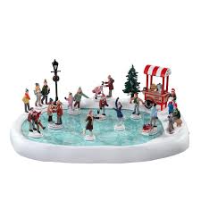Bring your christmas to life this year with animated decorations! Village Skating Pond With Sound Set Of 18