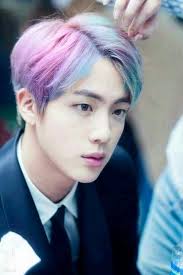 I Can T Find A Pic Of Jin With The Rainbow Hair He Wanted But This Is As Close To This Or Cropping Rm S Rainbow Hair Bts Hair Colors Rainbow Hair