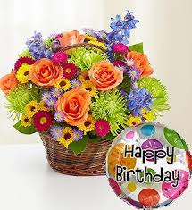 Beautiful Happy Birthday Flowers And Balloons Beautiful Basket To Say Happy Birthday From 1 800 Flowers Com Basket Flower Arrangements Easter Flower Arrangements Flower Arrangements