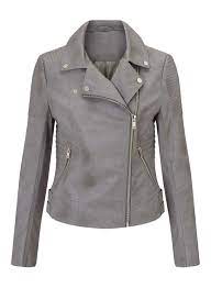 Grey Faux Leather Biker Leather Jackets Women Grey Leather Jacket Leather Jacket
