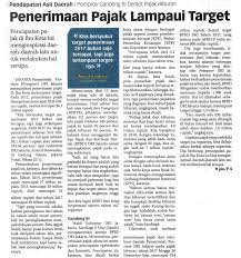 Penerimaan Pajak Lampaui Target Ekonomi Badan Pajak Dan Retribusi Daerah Rabu 03 Januari 2018 Koran Jakarta Hal 10c Jurnalis Pin P 5 Koran Bersyukur