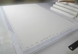 Alternatively, you can use a canvas stretcher to stretch out the paper. Stretching Paper Karensioson Com
