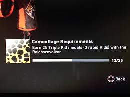The reichsrevolver can be equipped as the player's starting weapon, having a total of 6 rounds in its chamber and 30 in its reserve. Quite Possibly The Hardest Camo Challenge I Ve Ever Attempted Wwii