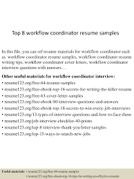 top 8 workflow coordinator resume samples