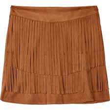 Amy Byer Girls Tiered Fringe Faux Suede Skirt Girls 7 16