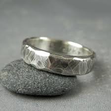 Rough Hewn Mens Wedding Band 5 Or 6mm Custom Engraved Hammered Silver Ring Metalsmith Ring Ox Hammered Silver Ring Unique Silver Rings Rustic Wedding Rings