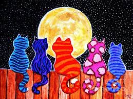 Meowing At Midnight By Nick Gustafson Meowing At Midnight Painting Meowing At Midnight Fine Art Prints And Posters F Kids Art Projects Cat Painting Cat Art