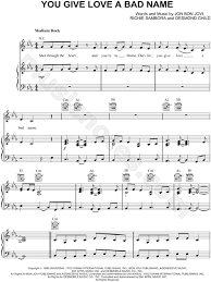 20,656 views, added to favorites 4,800 times. Bon Jovi You Give Love A Bad Name Sheet Music In C Minor Transposable Download Print Sku Mn0058198