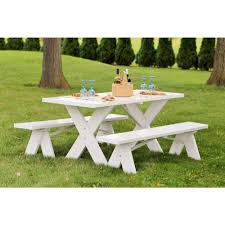 Dura Trel 6 Ft White Vinyl Table With Unattached Plastic Outdoor Patio Bench 11126 The Home Depot Picnic Table Bench Table Patio Furniture Deals
