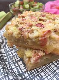 Rhubarb Dream Bars Recipe Rhubarb Recipes Rhubarb Desserts Recipes Rhubarb Desserts