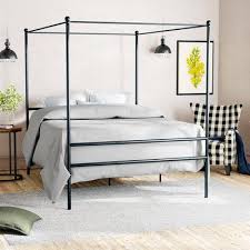 This plan has been updated. Greyleigh Lolington Canopy Bed Size Queen Color Black Canopy Bed Frame Bed Frame Furniture